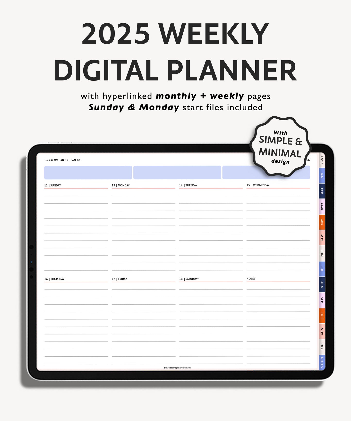 2025 Simple Landscape Weekly Digital Planner | Modern Minimal