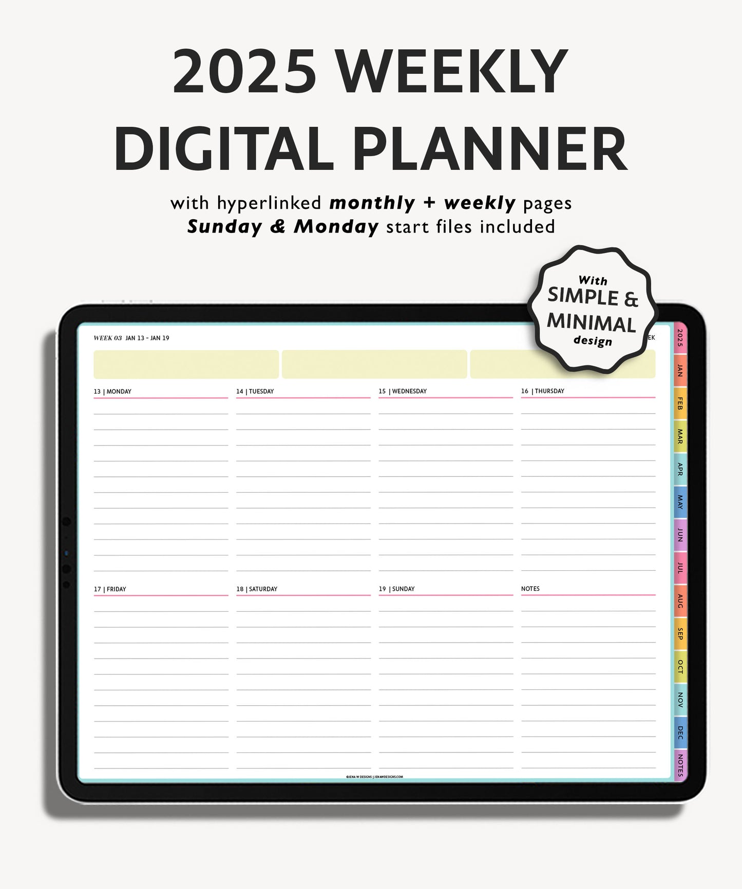 2025 Simple Landscape Weekly Digital Planner | Modern Minimal