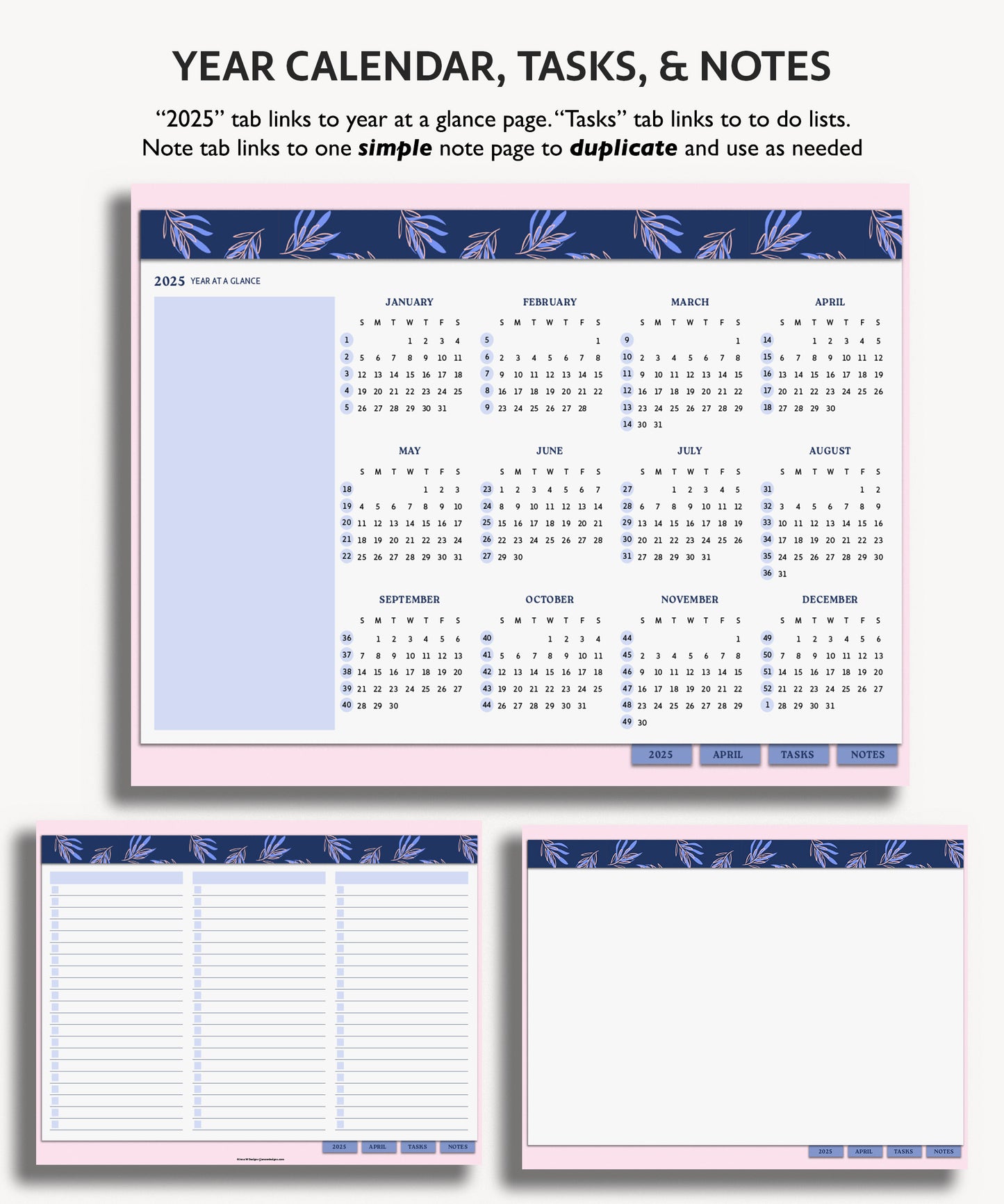 One Month Digital Desk Pad Planner