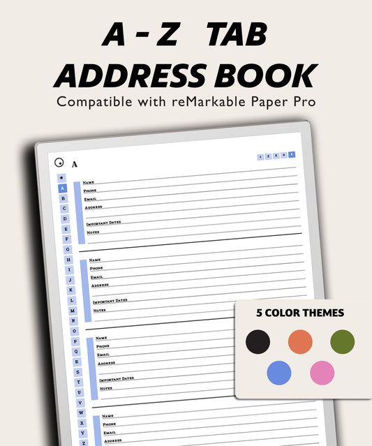 A - Z Address Book | for reMarkable Paper Pro