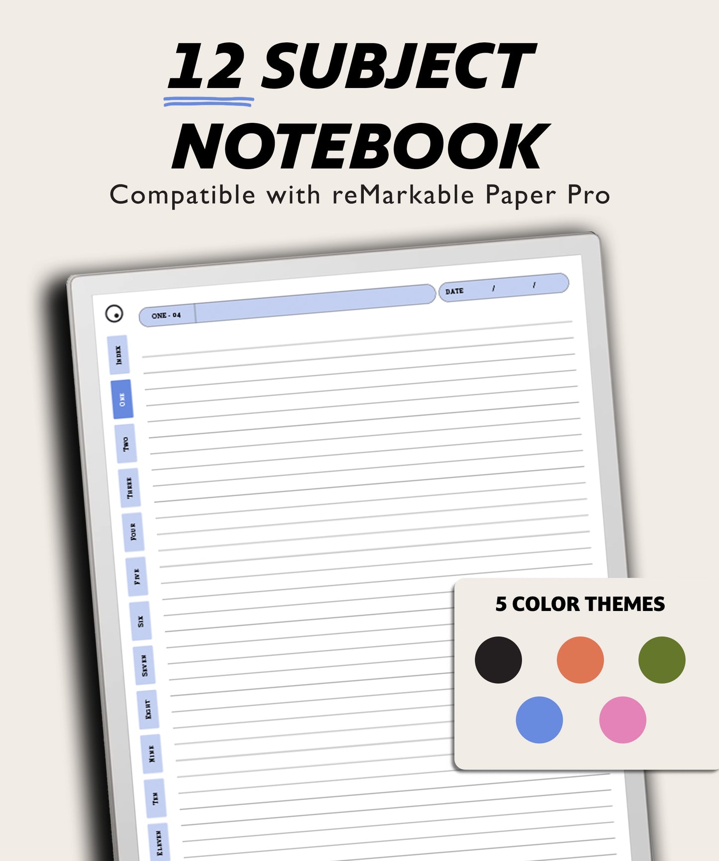12 Section Notebook | for reMarkable Paper Pro