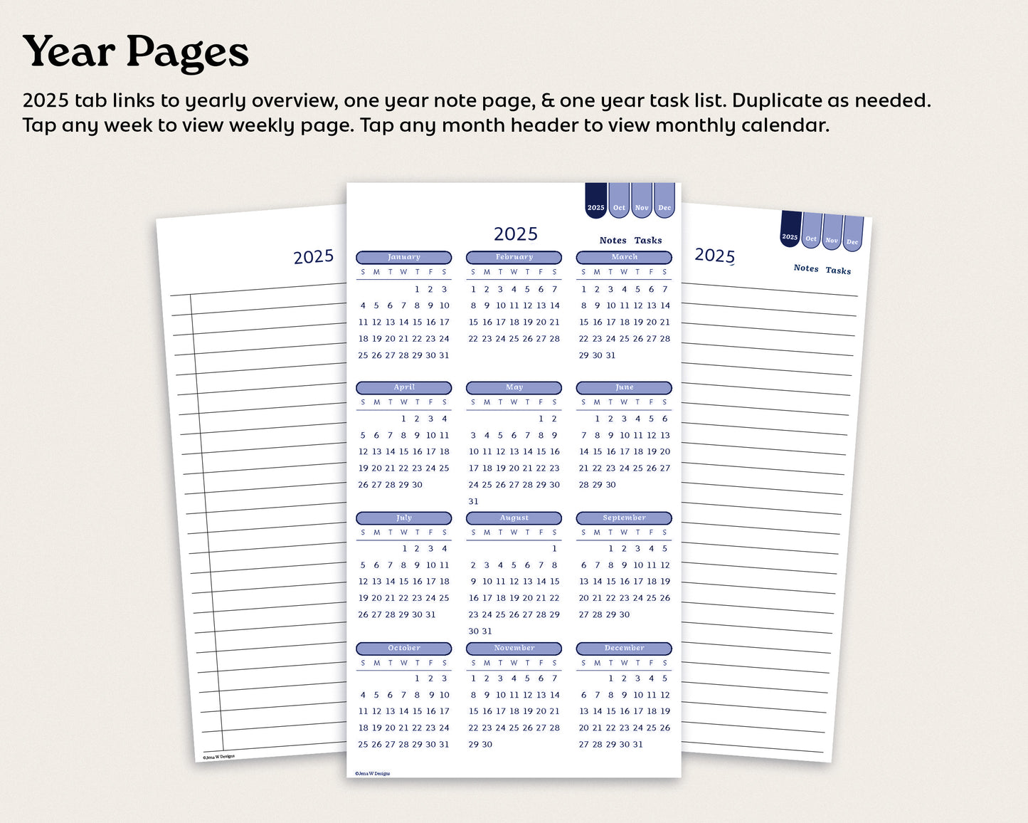 2025 Dated October-December Weekly Digital Planner for reMarkable Paper Pro Move | Mini Planner