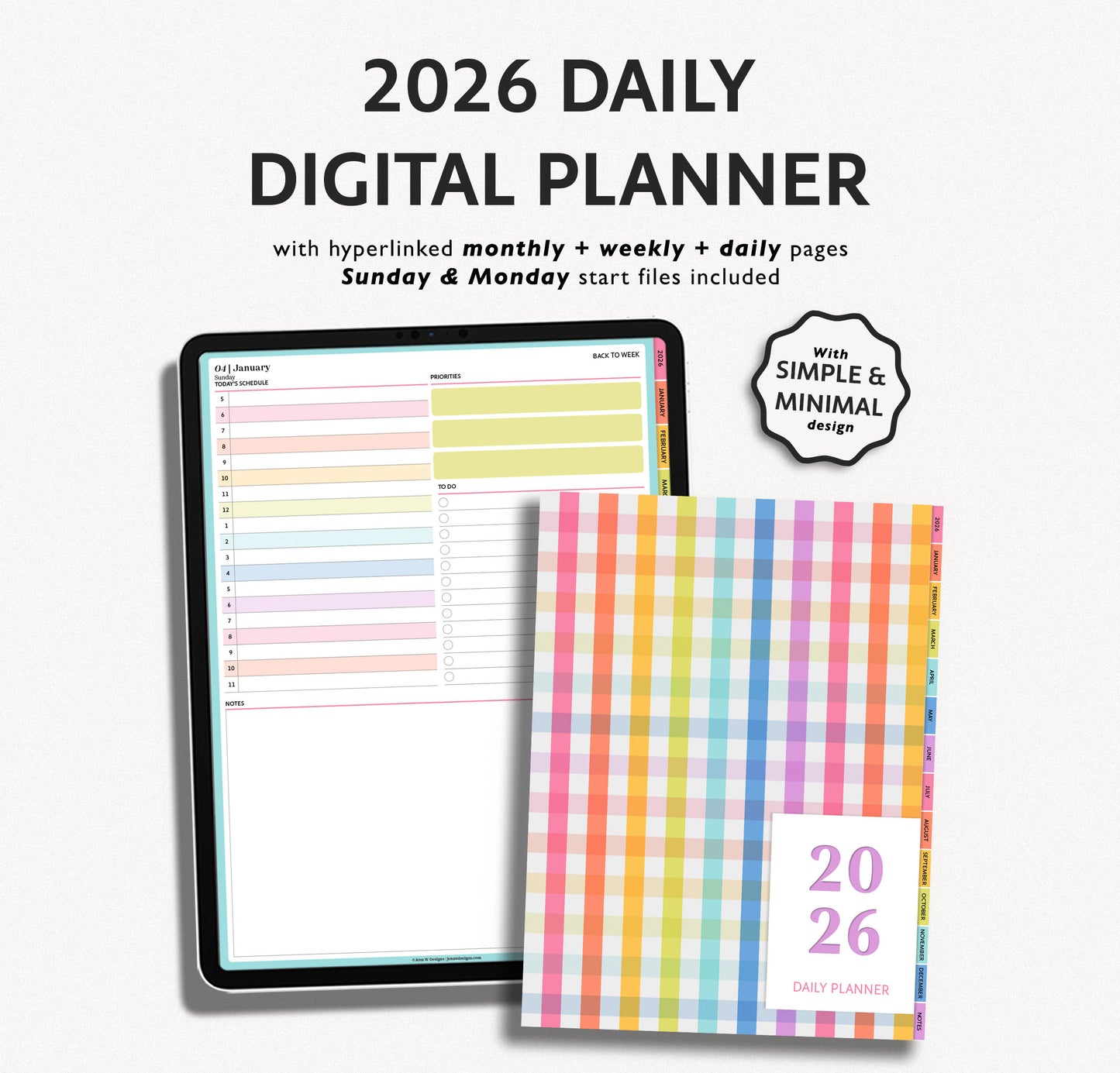 2026 Dated Daily Digital Planner – for iPad & Android Tablets