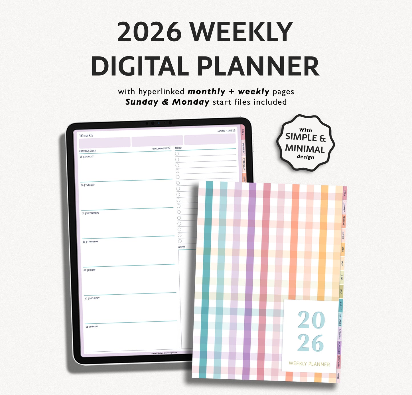 2026 Dated Weekly Digital Planner – for iPad & Android Tablets