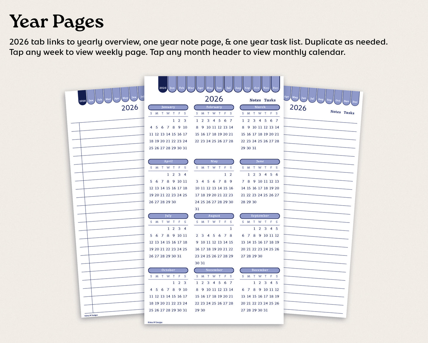 2026 Dated Weekly Digital Planner for reMarkable Paper Pro Move | Minimalist Hyperlinked Planner