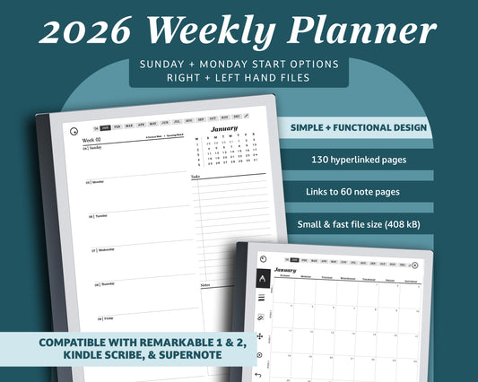 2026 Weekly Planner | for reMarkable