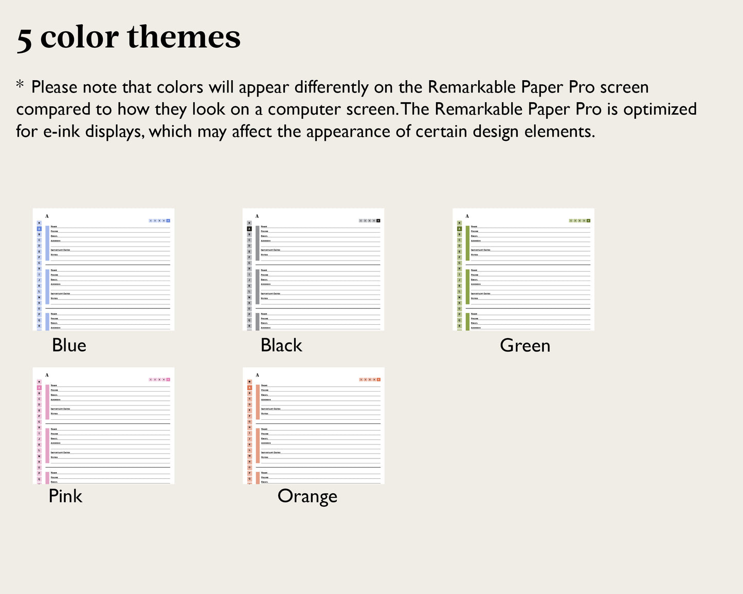 A - Z Address Book | for reMarkable Paper Pro
