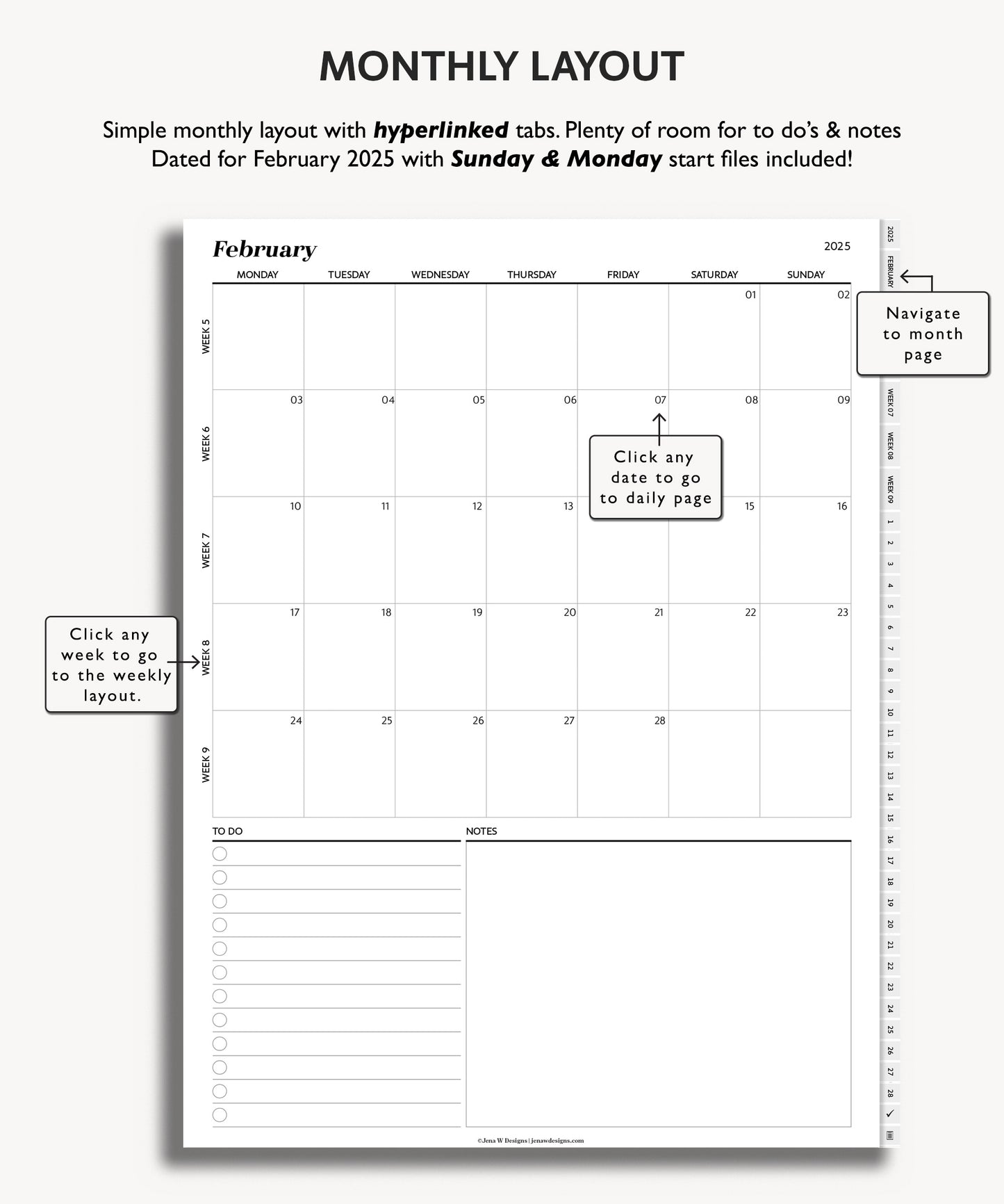 One Month Digital Planner - Minimal Collection
