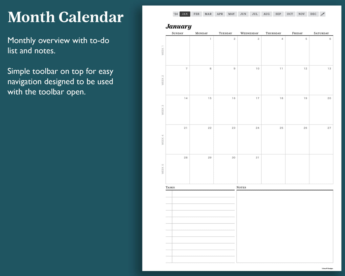 2024 Monthly Planner | for reMarkable