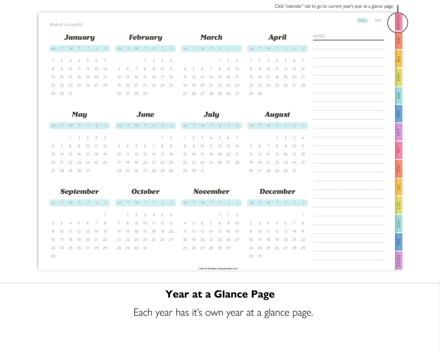 2024 - 2025 Simple 2 Year Monthly Digital Planner | Modern Minimal Collection