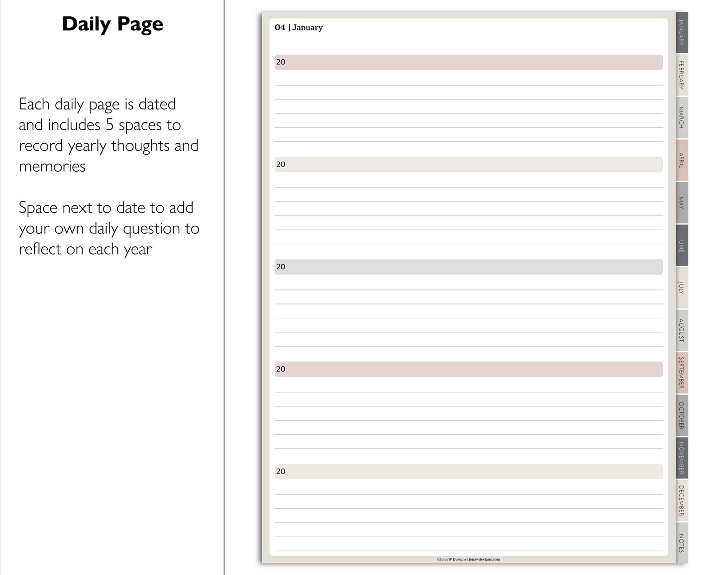 5 Year Digital Journal | One Line A Day Journal