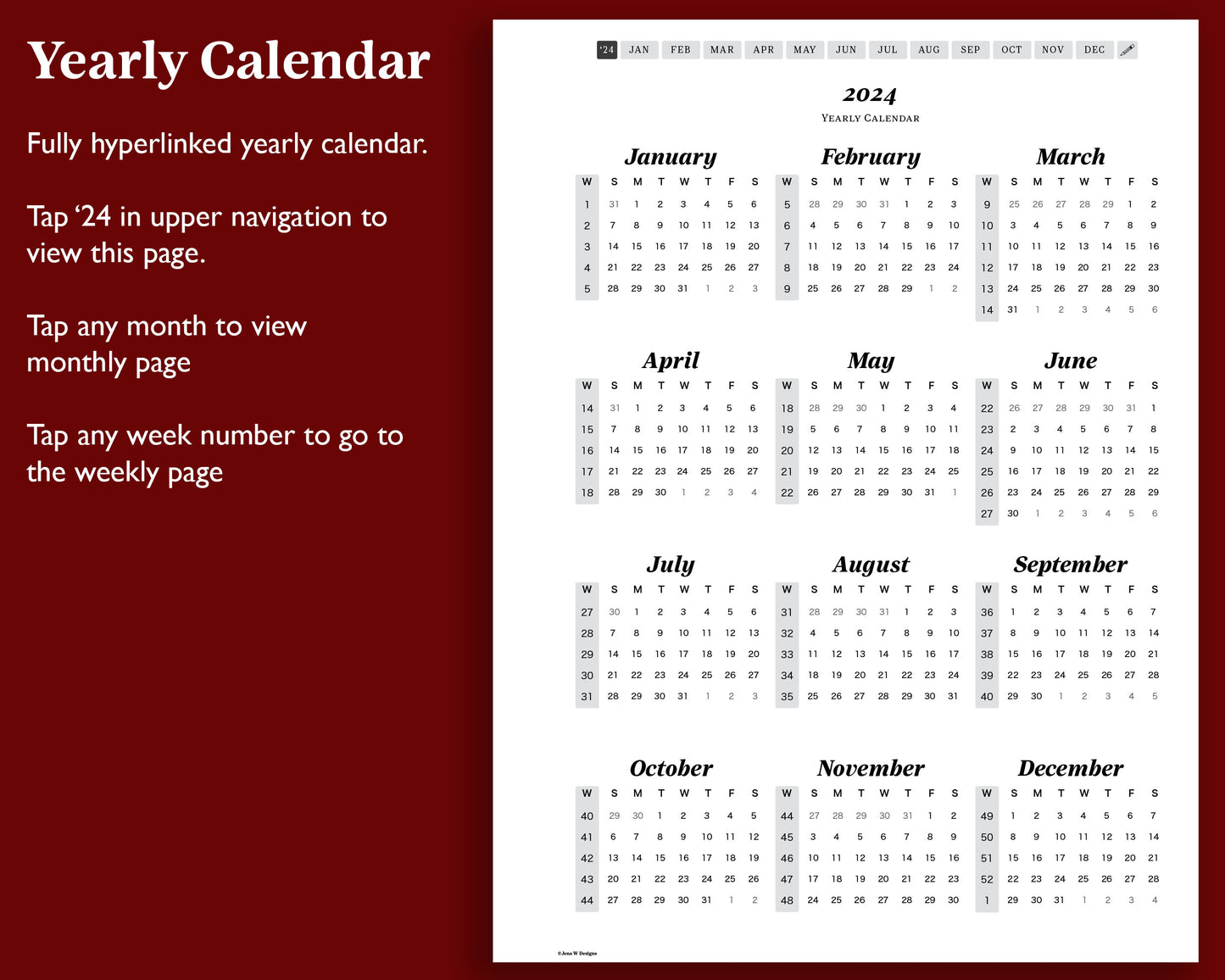 2024 Weekly Planner | for Kindle Scribe