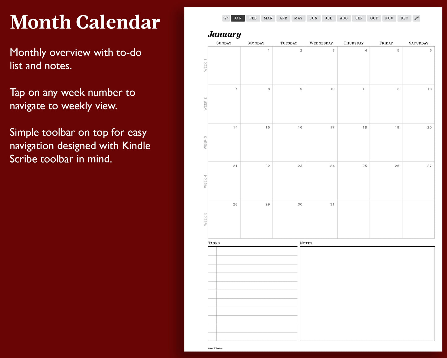 2024 Weekly Planner | for Kindle Scribe