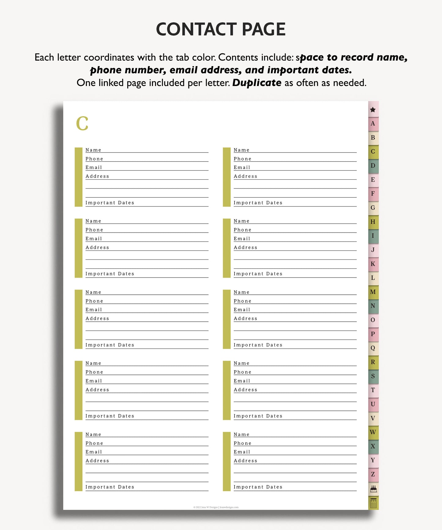 Digital Address Book | Hyperlinked PDF Contact Book