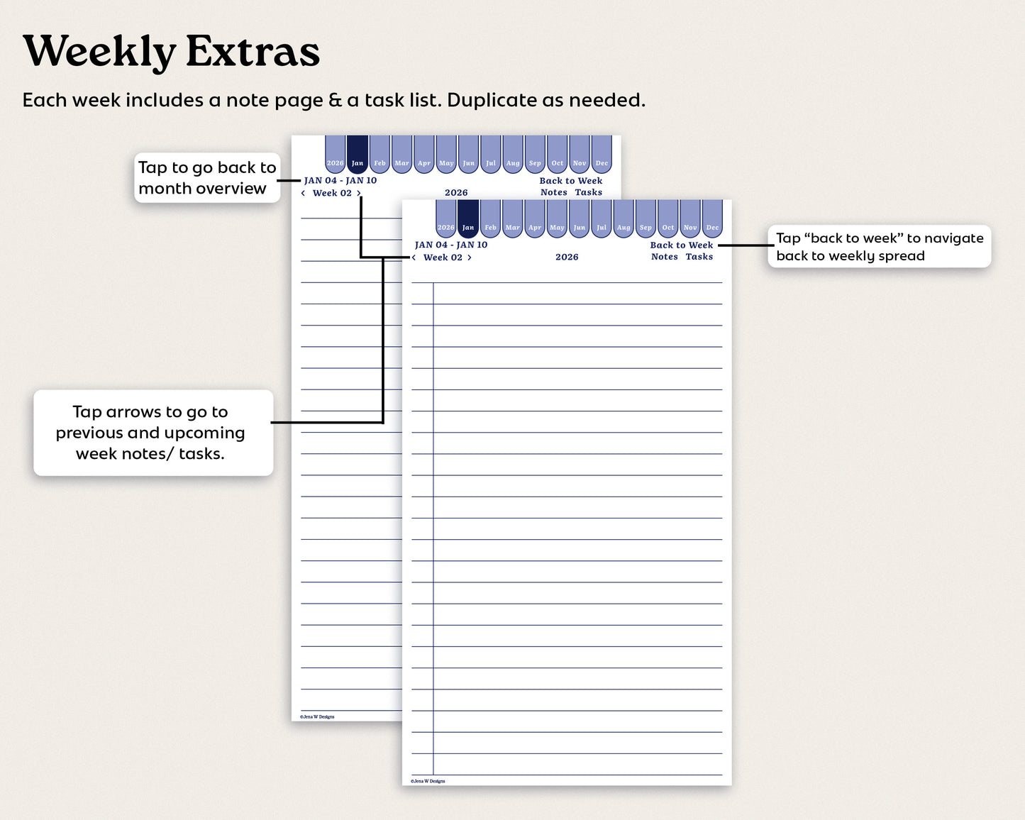 2026 Dated Weekly Digital Planner for reMarkable Paper Pro Move | Minimalist Hyperlinked Planner