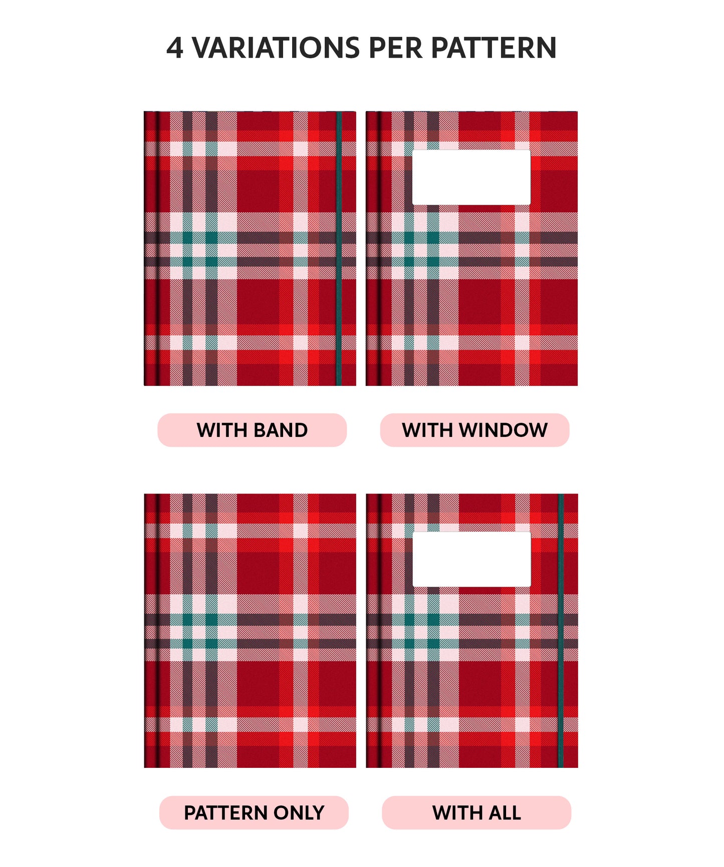 Christmas Digital Planner & Notebook Covers | 48 Plaid Covers