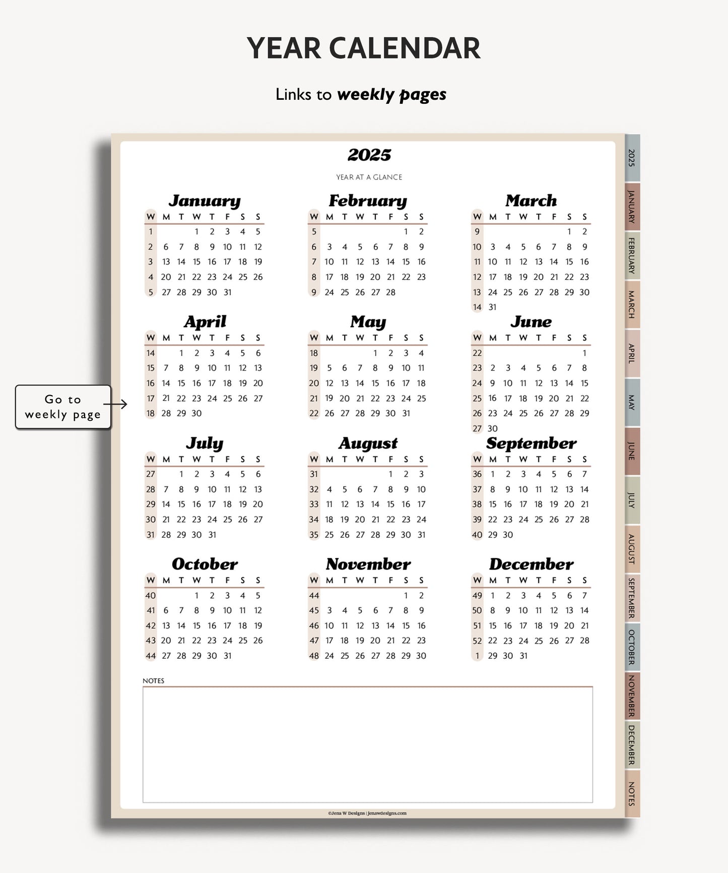 2025 Weekly Planner | Minimal Modern Simple Agenda