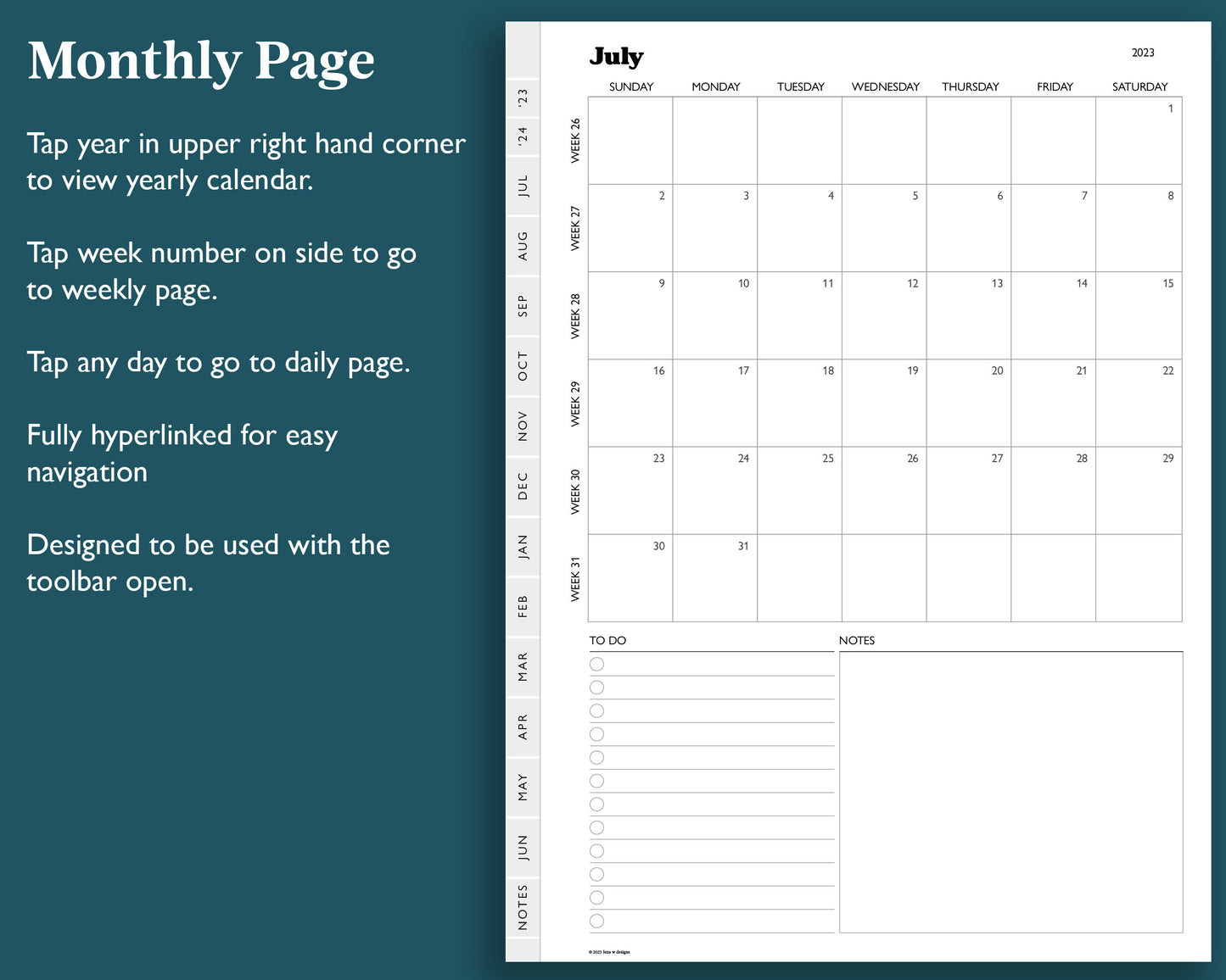 2023 2024 Mid Year Daily Planner | for e-ink Devices