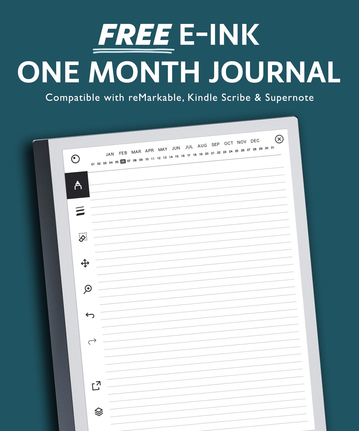 Free One Month Daily Journal | E-Ink Device Compatibility Tester For reMarkable, Kindle Scribe, and Supernote