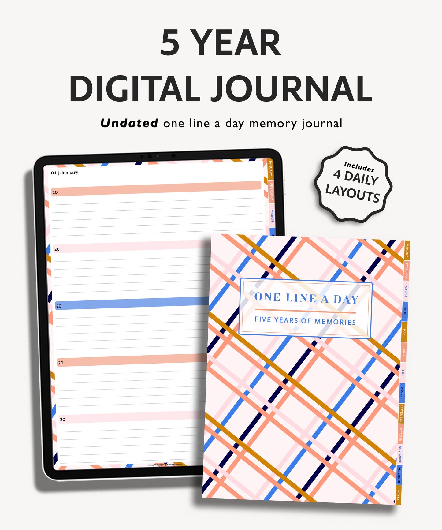 Colorful 5 Year Digital Journal | One Line A Day Journal