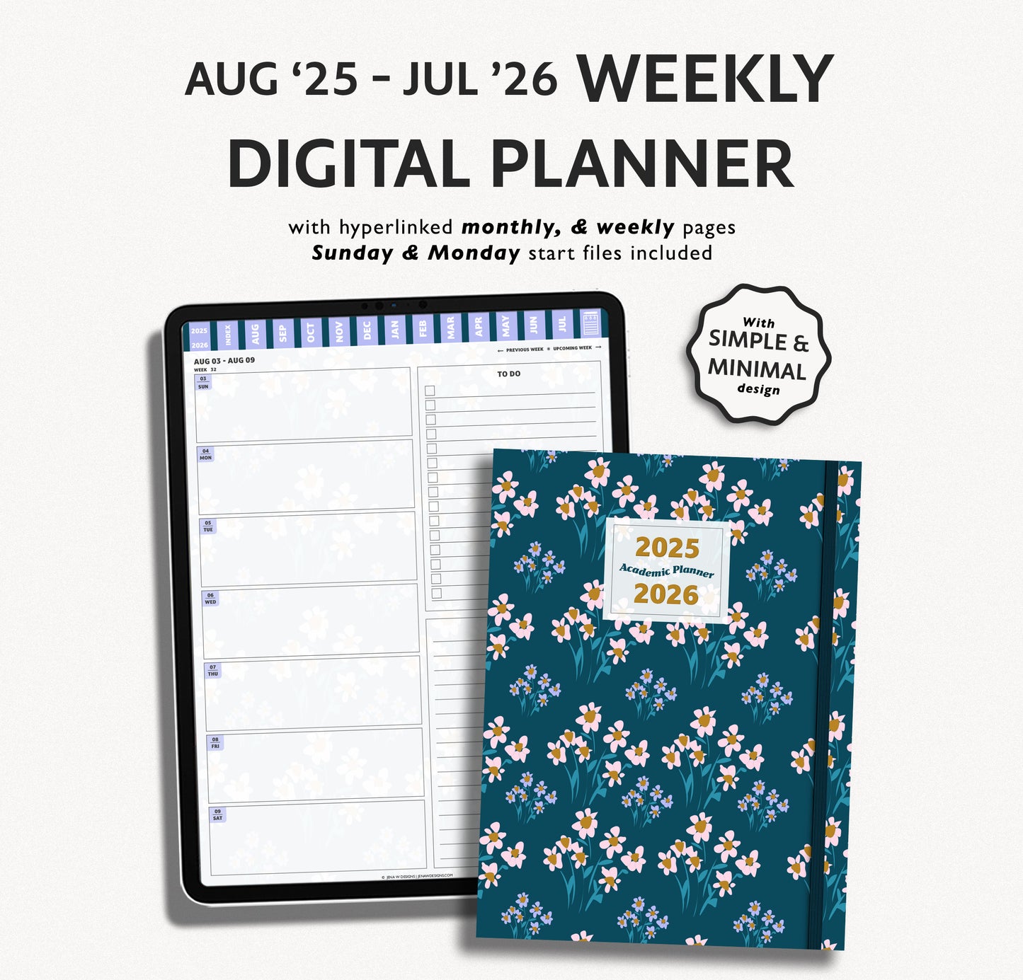 2025 - 2026 Mid Year Student Planner - Playful Academic Collection