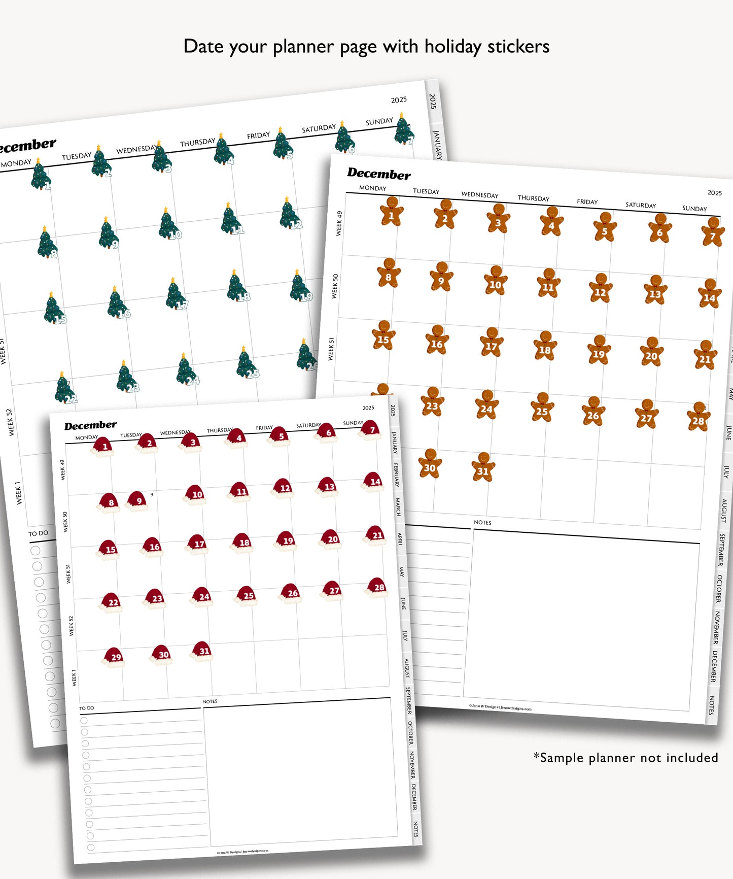 Digital Planner Date Dot Stickers | Christmas Holiday