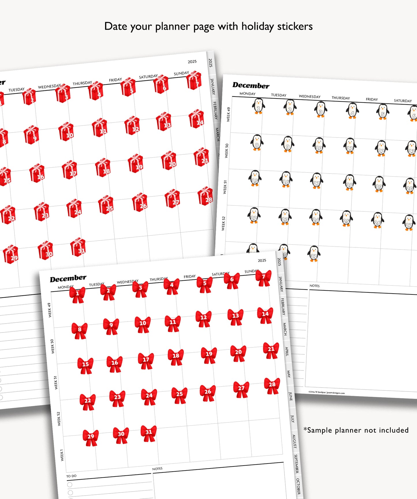 Digital Planner Date Dot Stickers | Christmas Holiday