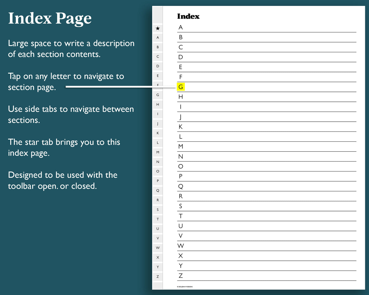 A-Z Tab Alphabet Notebook | for e-ink Devices