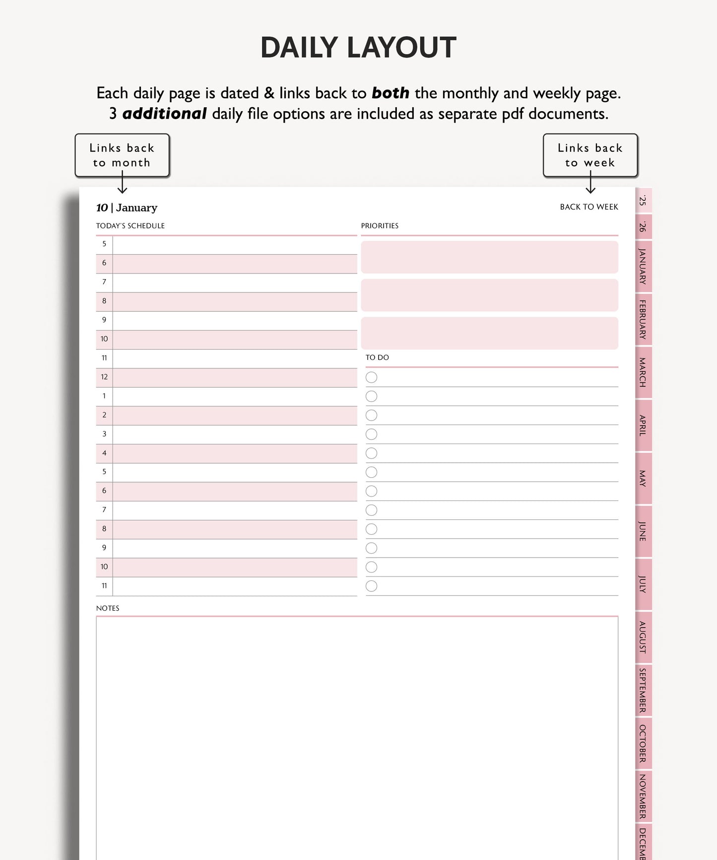 2025 2026 Two Year Daily Planner | Minimal Modern Simple Agenda