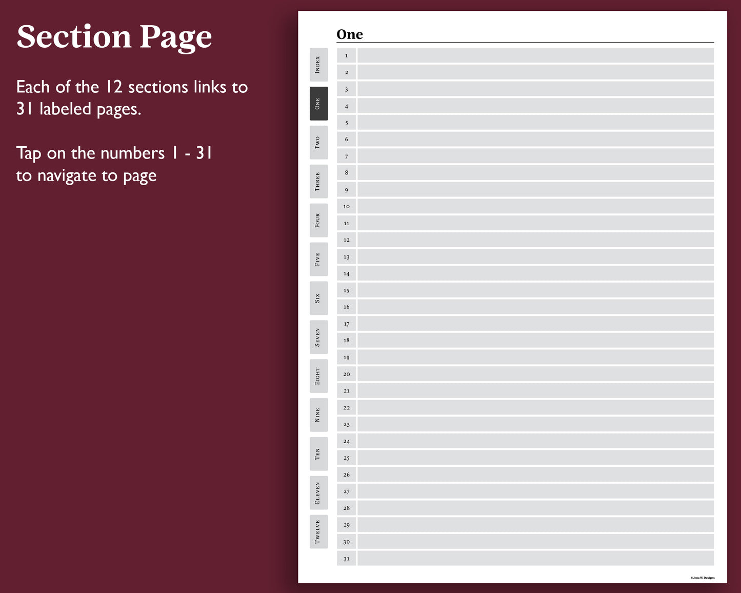 12 Section Cornell Notebook | for Supernote
