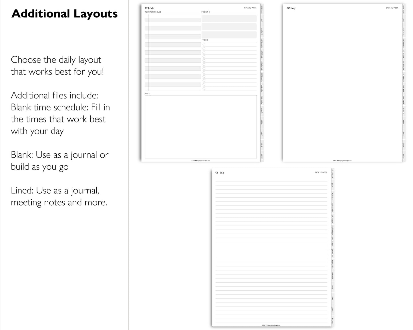 2023 2024 Mid Year Daily Digital Planner | Minimal Modern Simple Agenda