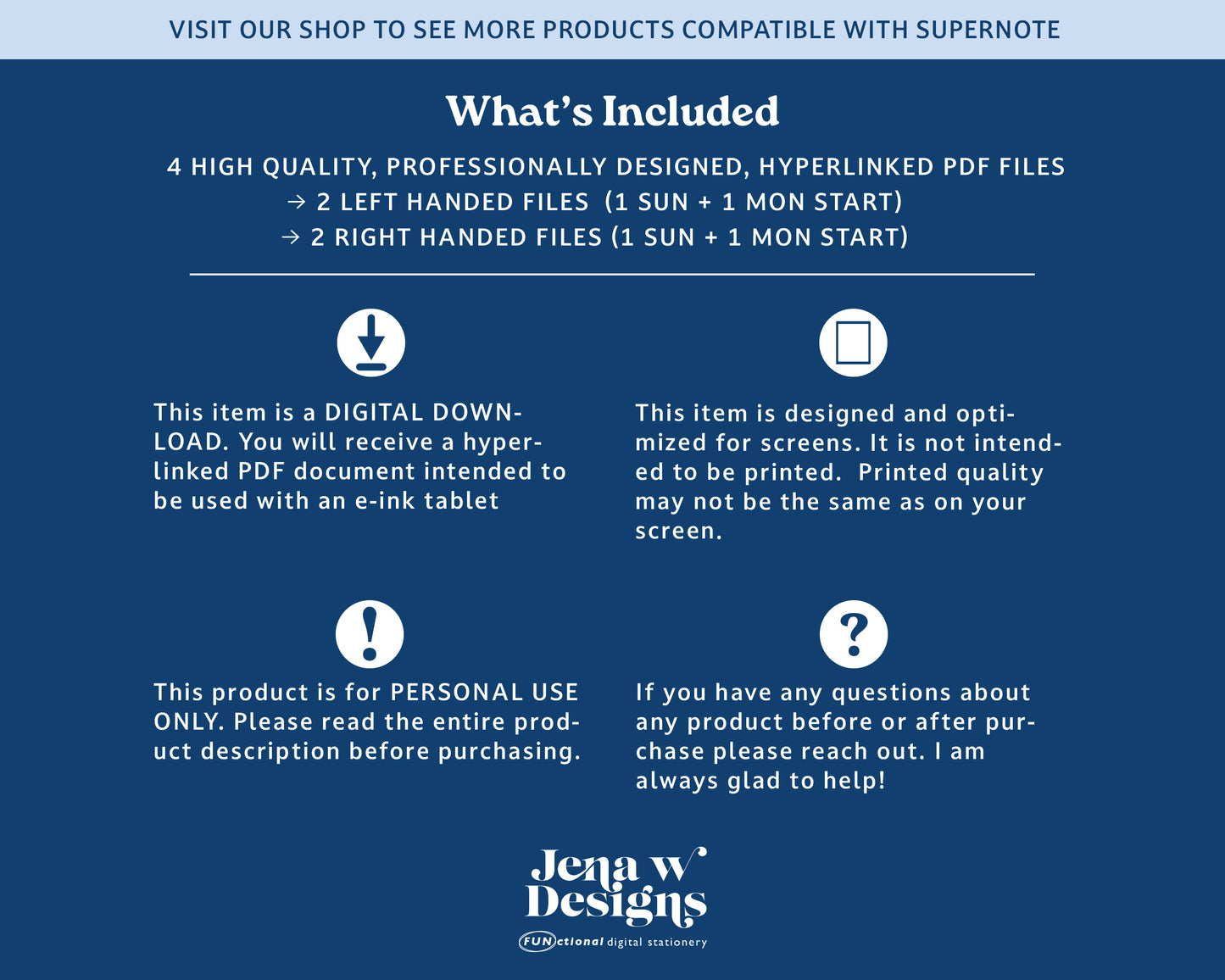 2026 Digital Planner for Supernote: Monthly Agenda (PDF)