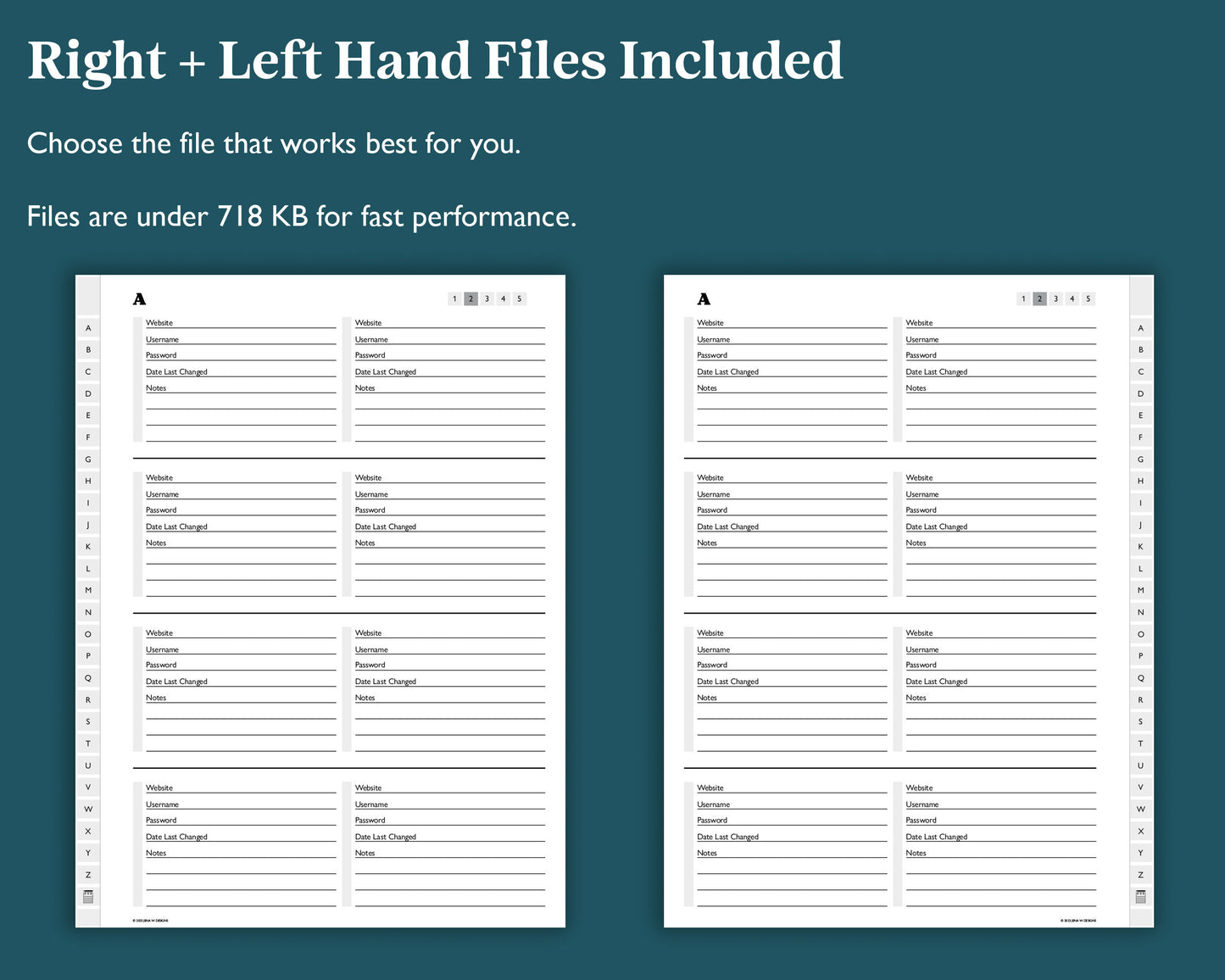 A-Z Tab Password Tracker | for e-ink Devices