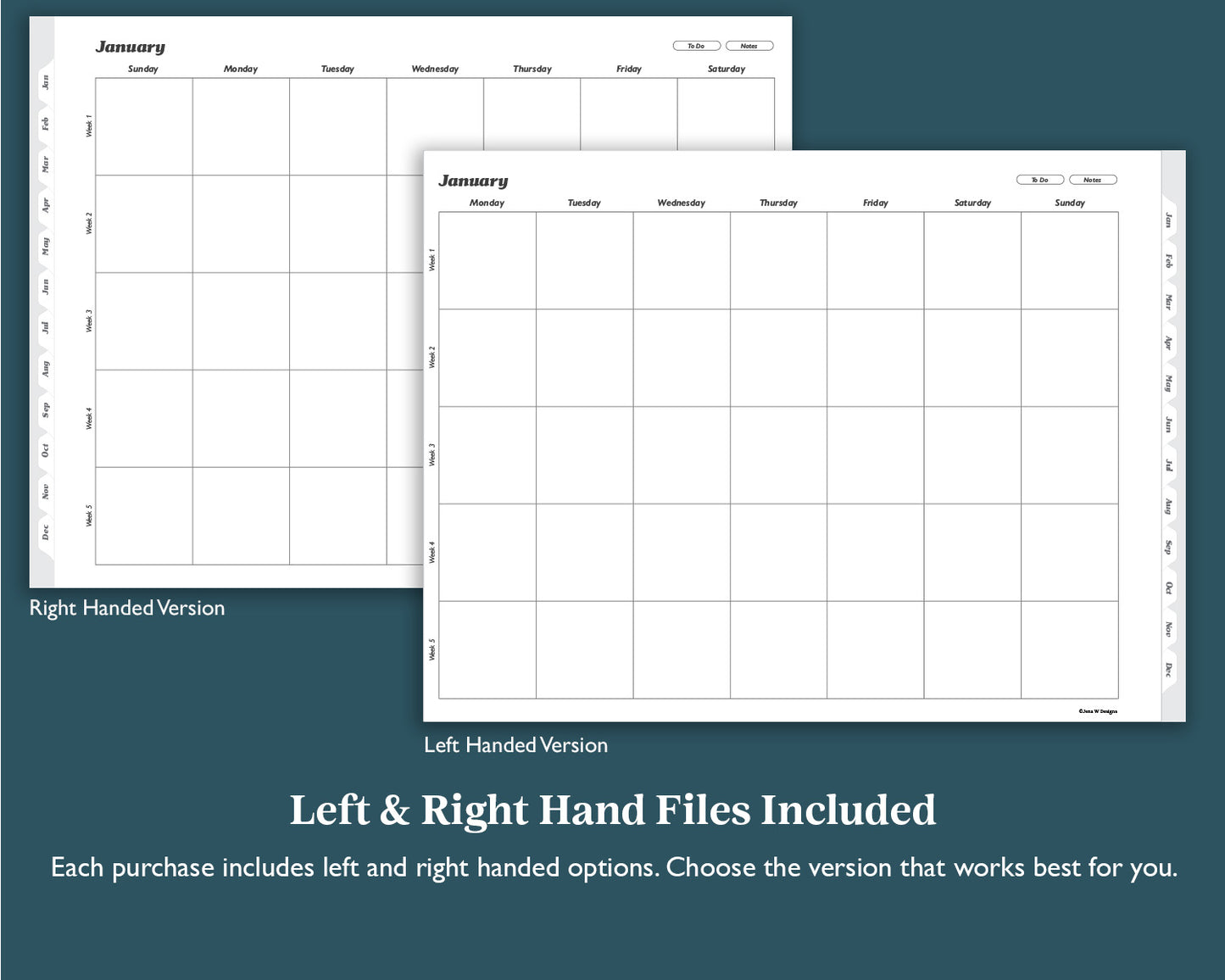 Undated Monthly Weekly Planner with To Do Lists | for e-ink Devices
