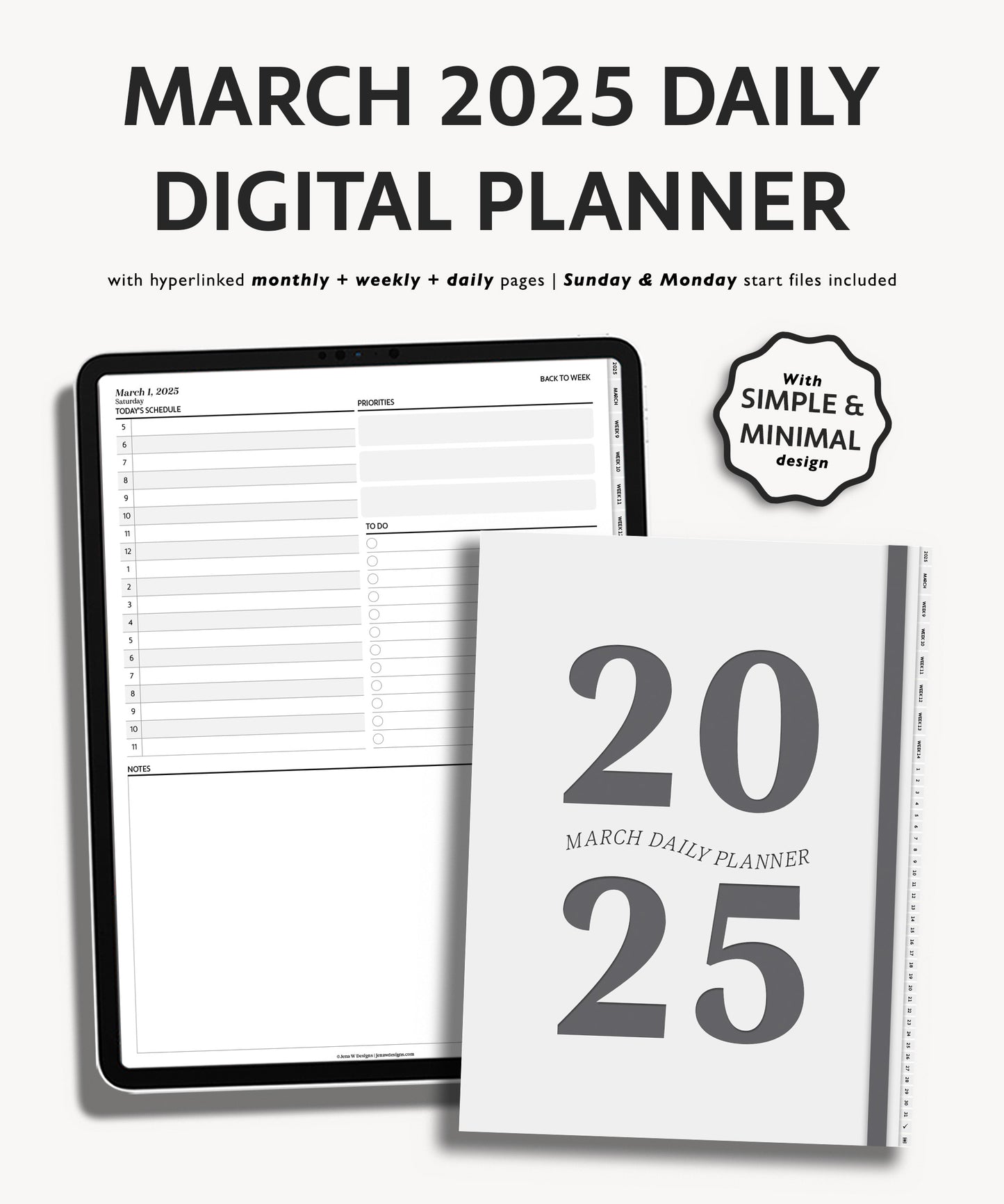 One Month Digital Planner - Minimal Collection