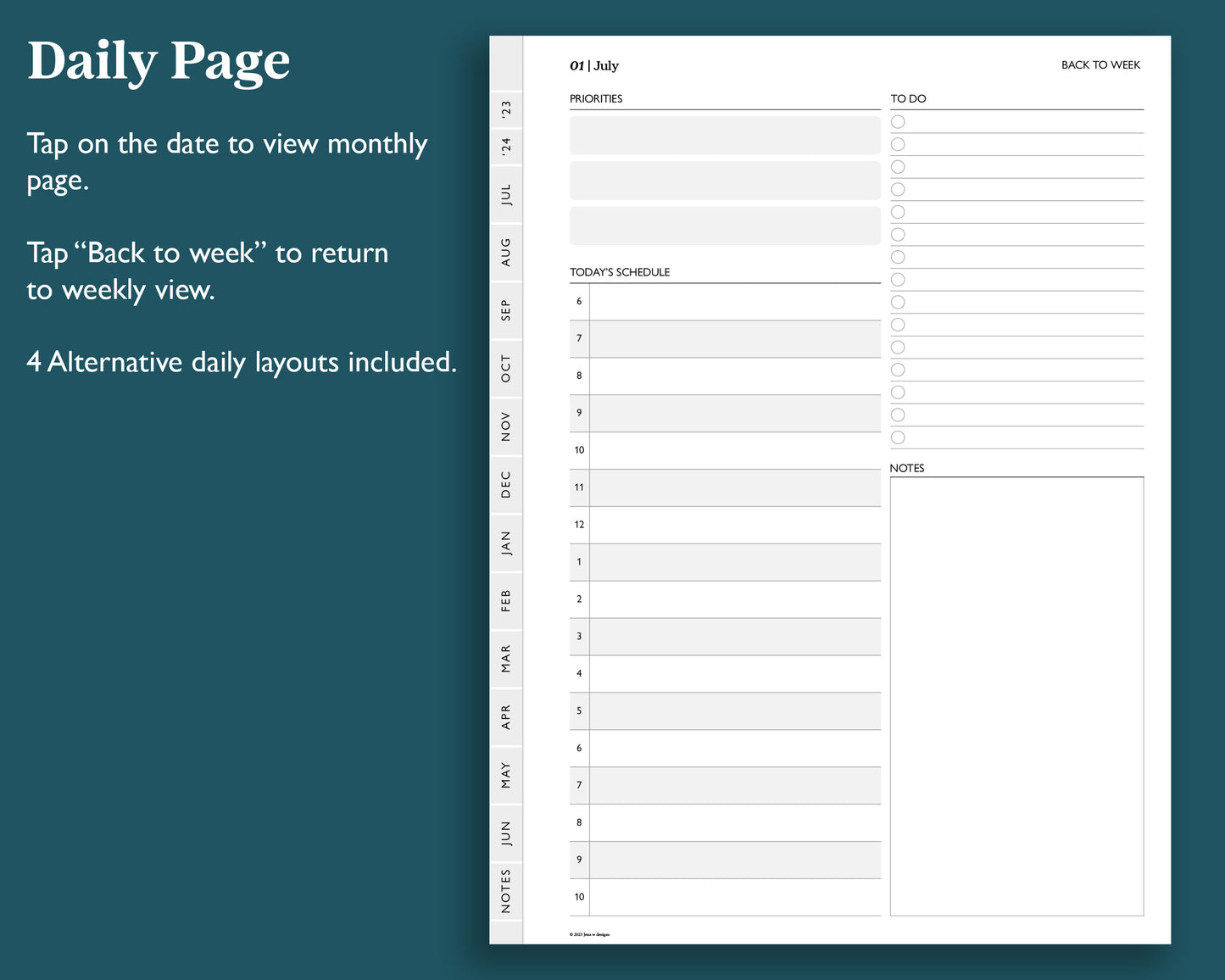 2023 2024 Mid Year Daily Planner | for e-ink Devices