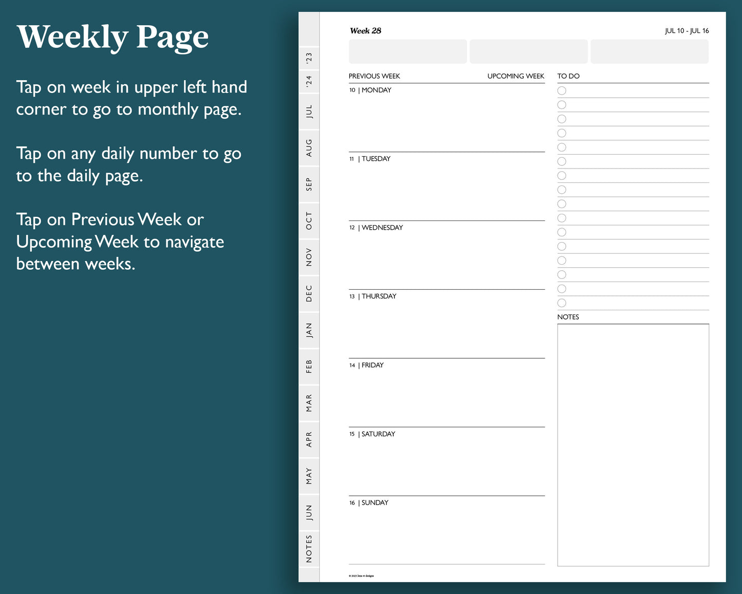 2023 2024 Mid Year Daily Planner | for e-ink Devices