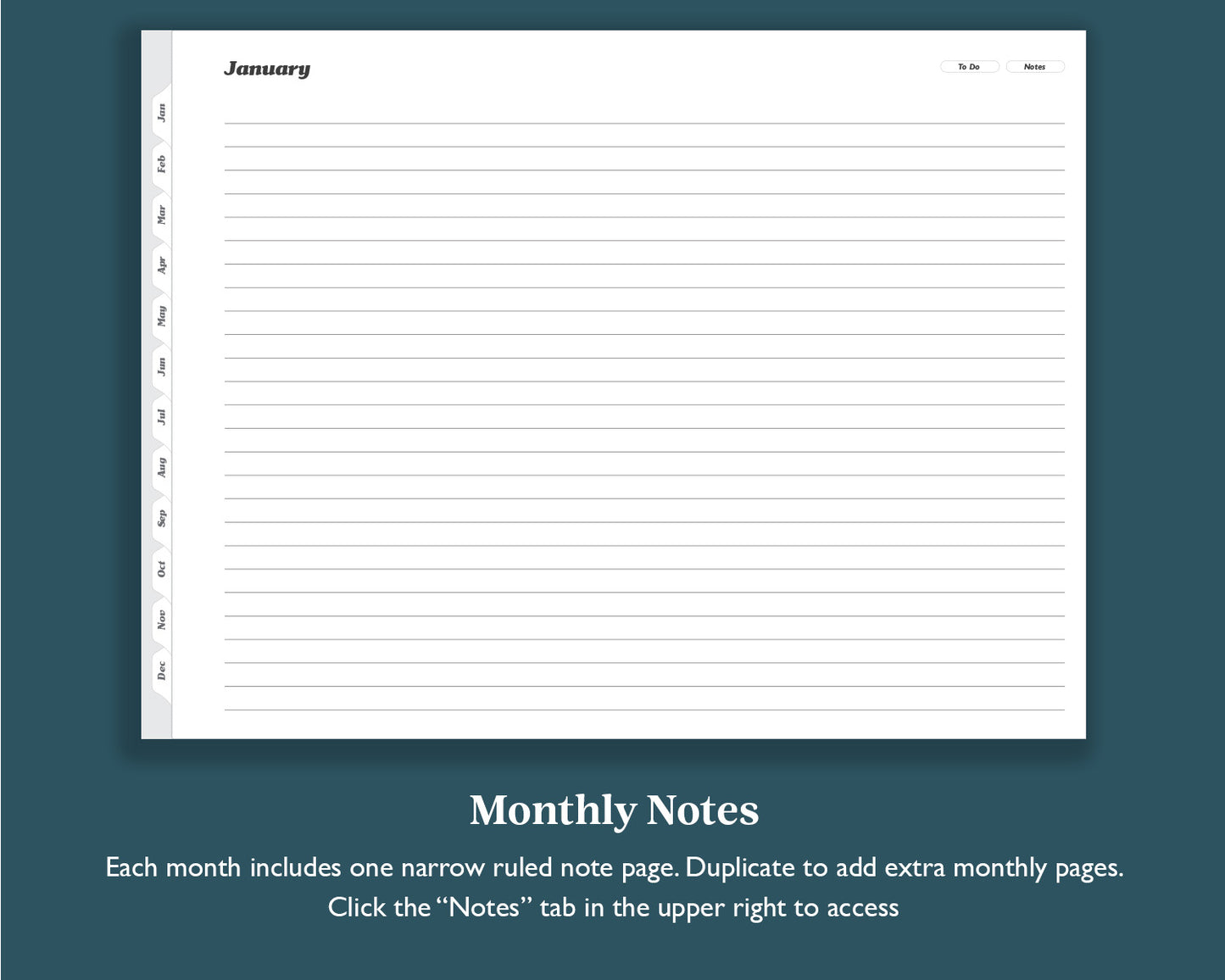 Undated Monthly Weekly Planner with To Do Lists | for e-ink Devices