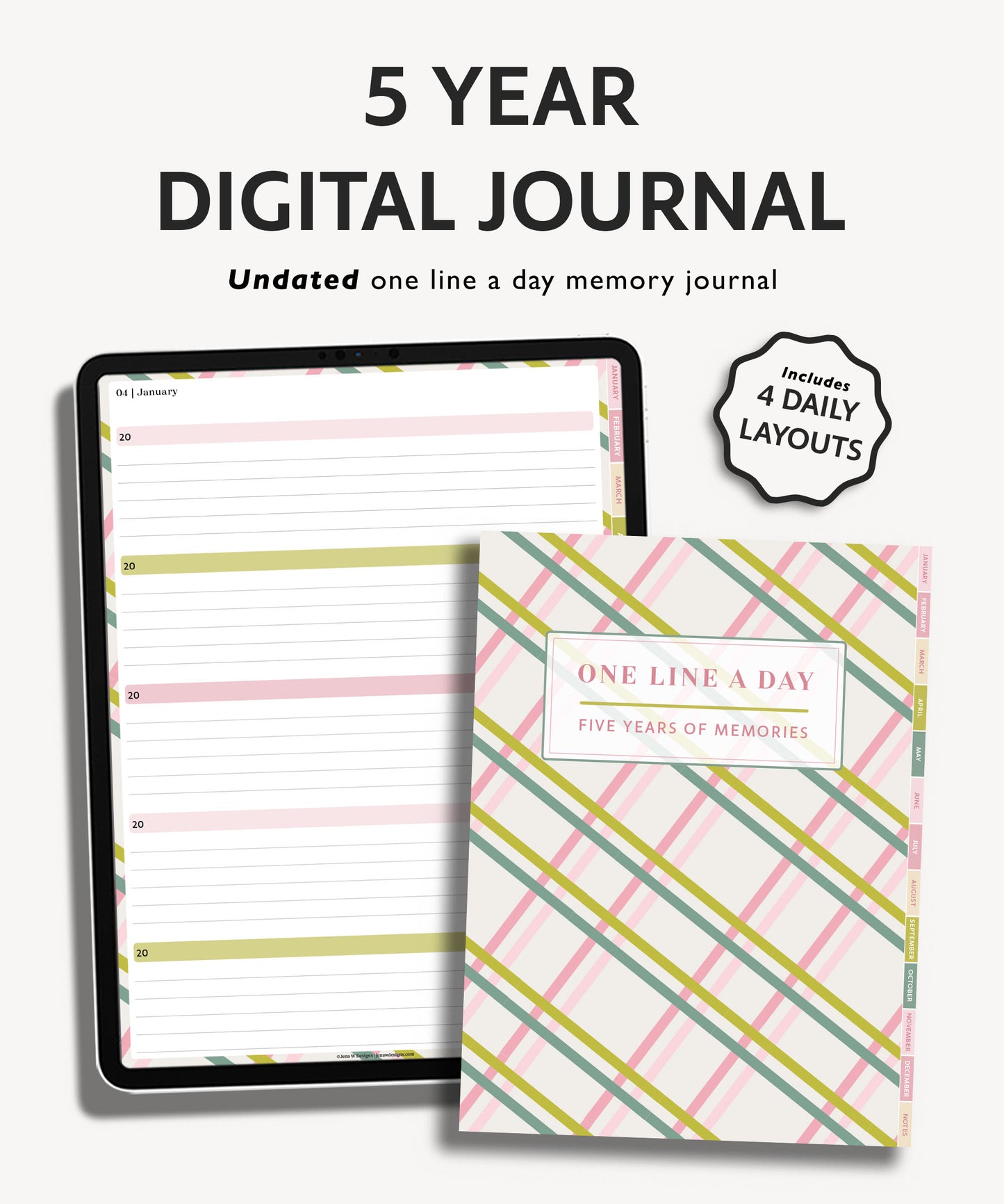 Colorful 5 Year Digital Journal | One Line A Day Journal