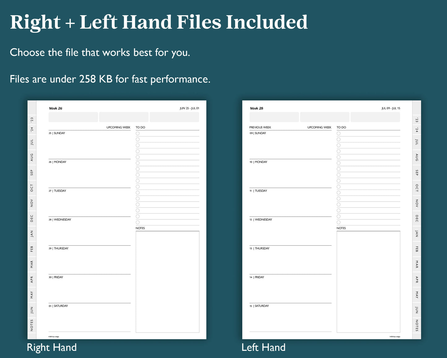 2023 2024 Mid Year Weekly Planner | for e-ink Devices