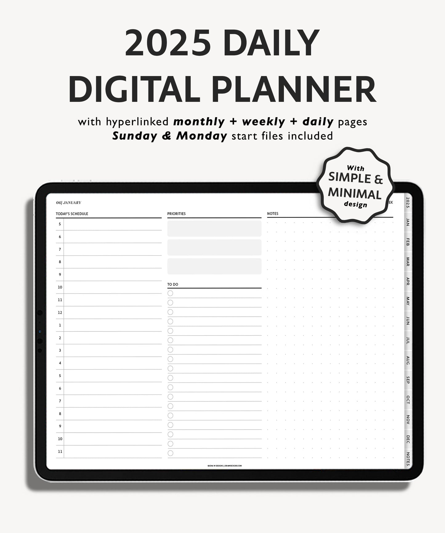 2025 Simple Landscape Daily Digital Planner | Modern Minimal