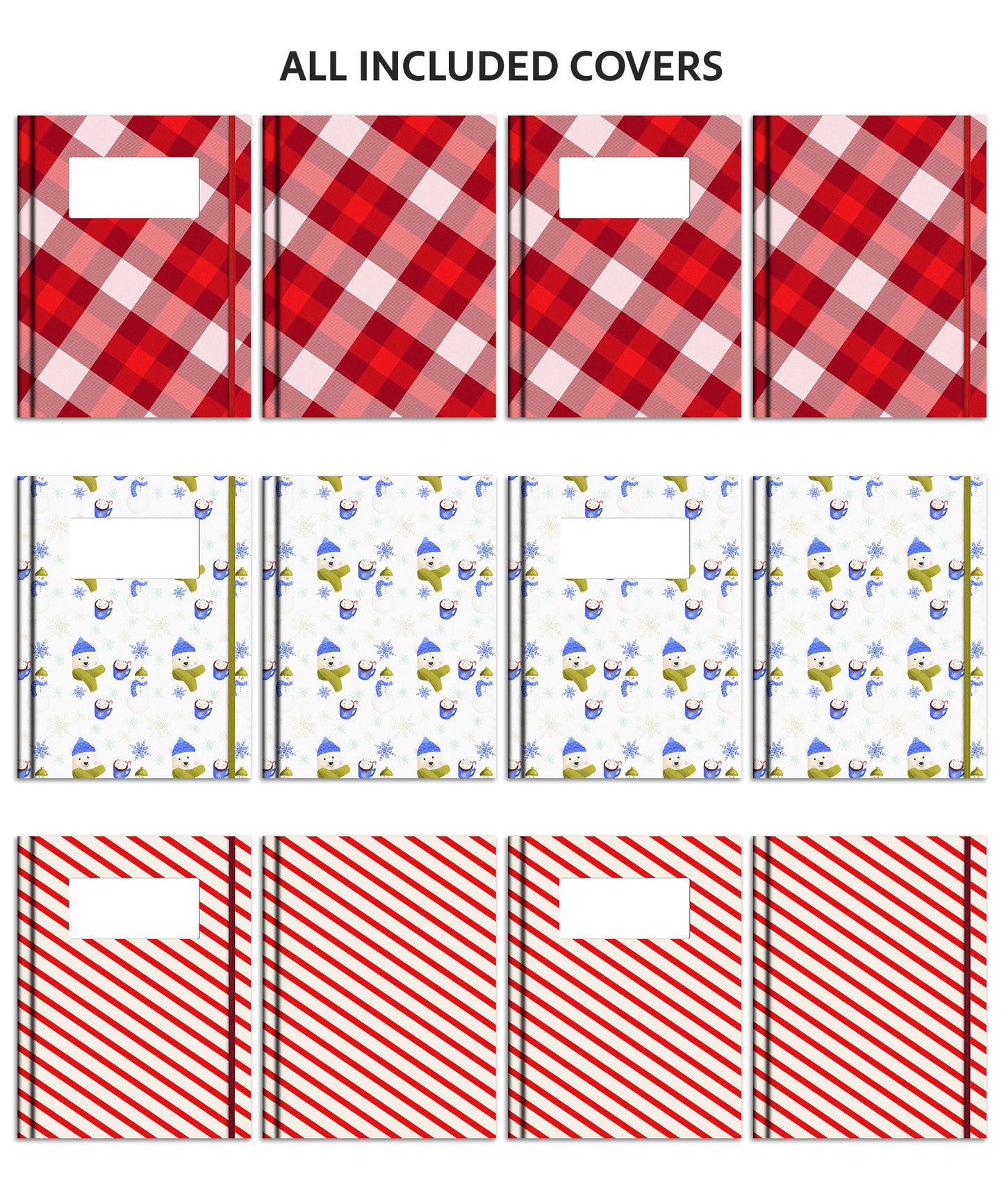 Christmas Digital Planner & Notebook Covers | 48 Plaid Covers
