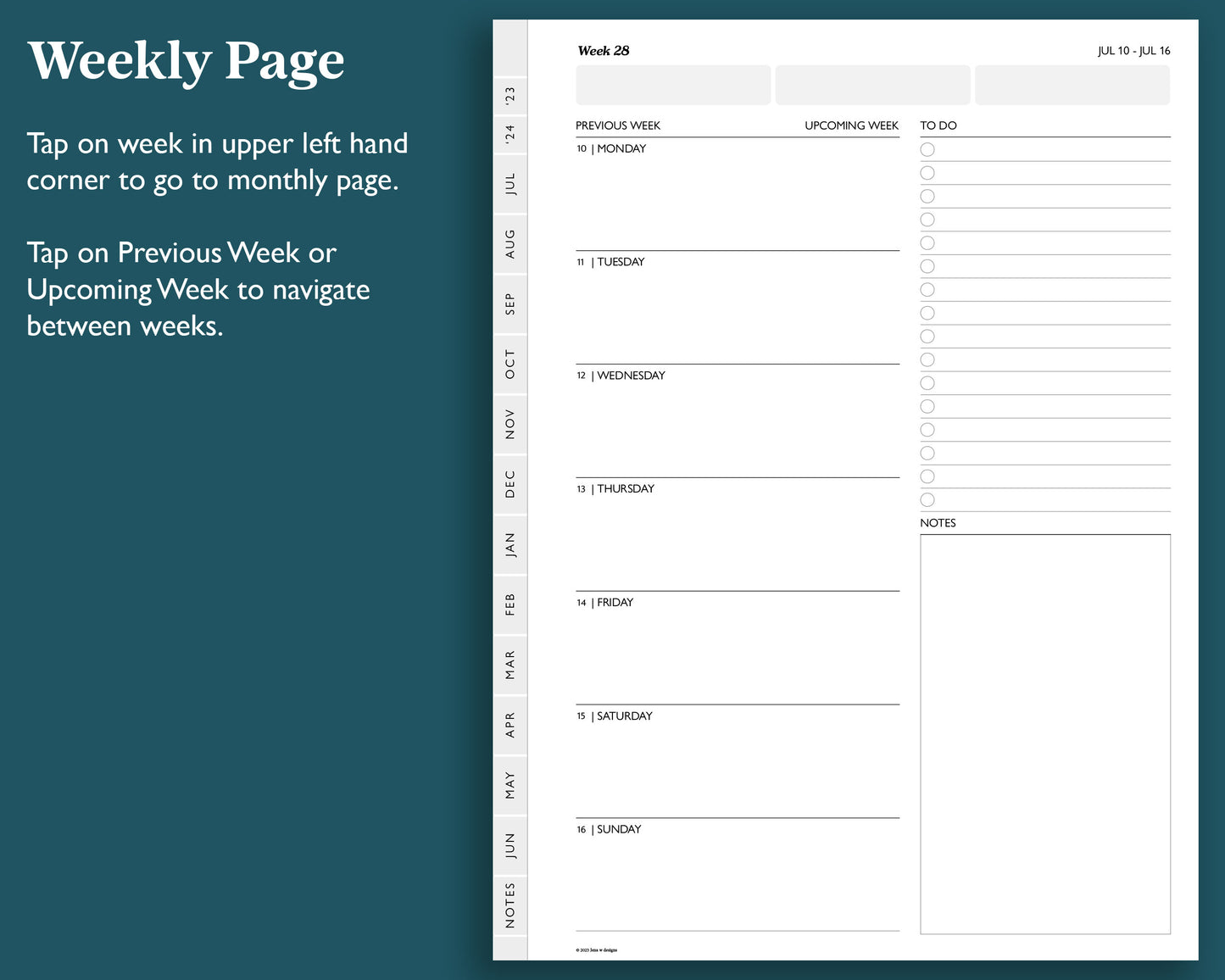 2023 2024 Mid Year Weekly Planner | for e-ink Devices