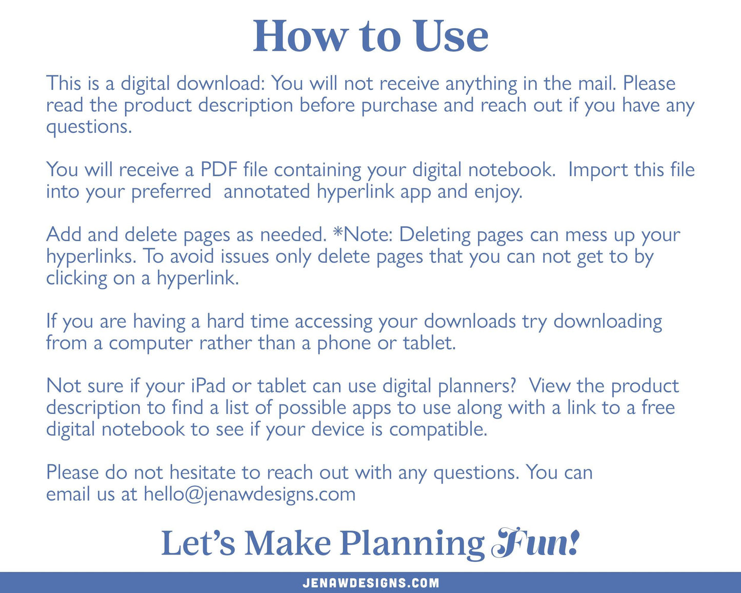 Digital Notebook - Jena W Designs