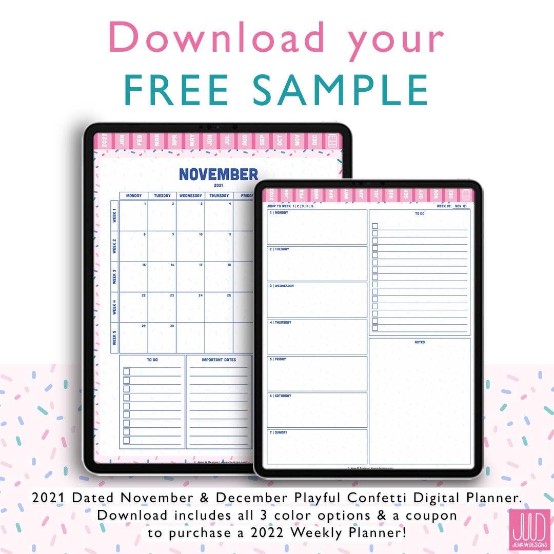 FREE 2021 Sample Weekly Playful Confetti - Jena W Designs