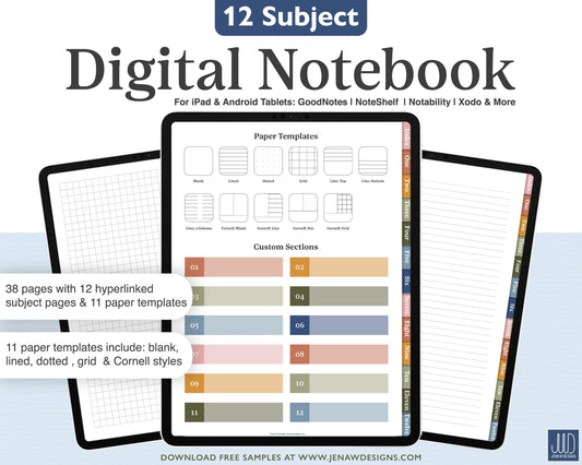 Digital Notebook | Vertical Color Pop - Jena W Designs