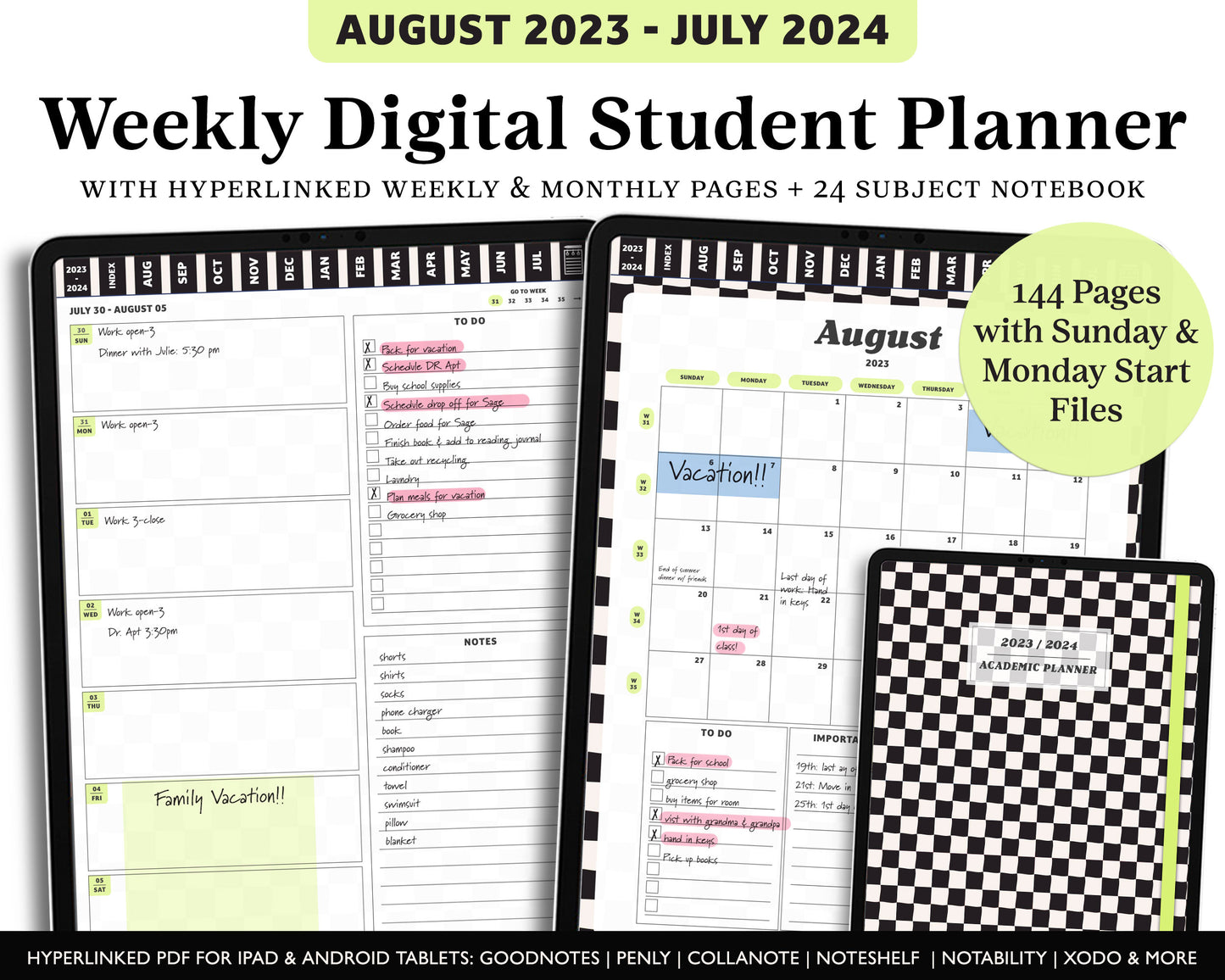 2023 - 2024 Digital Student Planner - Playful Academic Collection