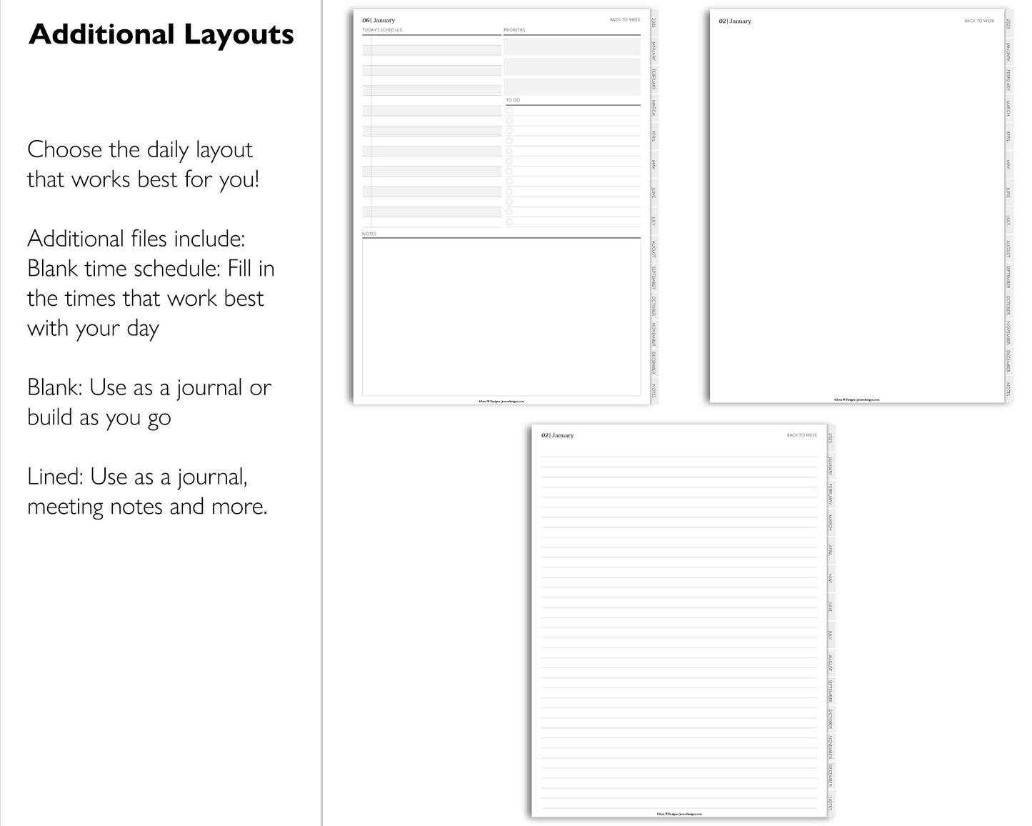 2023 Minimal Modern Daily Planner | Simple Digital Planner | Vertical