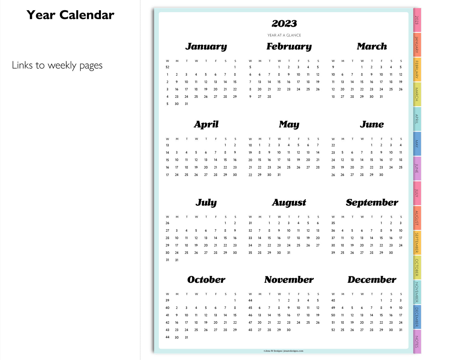 2023 Minimal Modern Weekly Planner | Simple Digital Planner | Vertical
