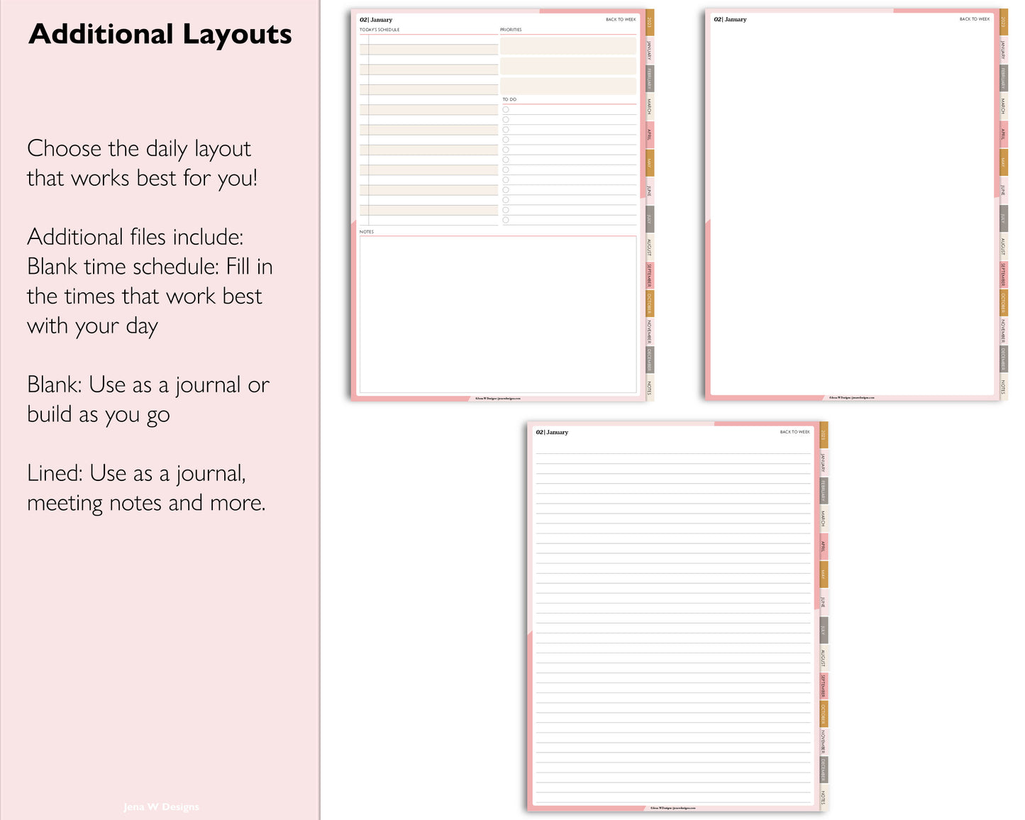 2023 Minimal Modern Daily Planner | Simple Digital Planner | Vertical